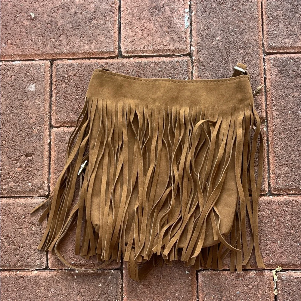 Fringe Crossbody Bag in Tan - Picture 2 of 4
